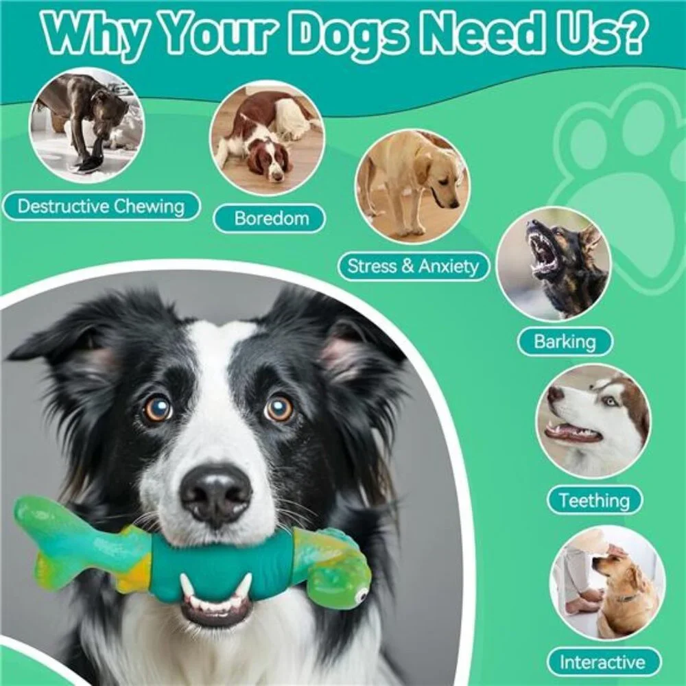Dog Toys for Aggressive Chewers, Interactive Dog Chew Toys for Large Dogs,